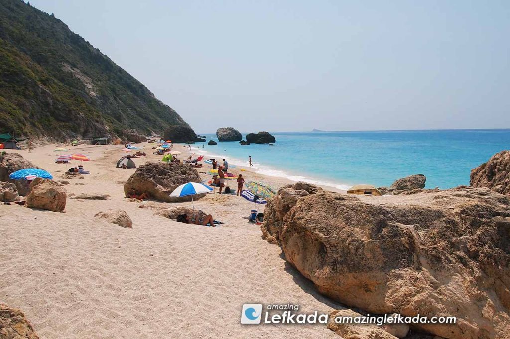 Rocks of Kalamitsi near Megali Petra beach for a visit