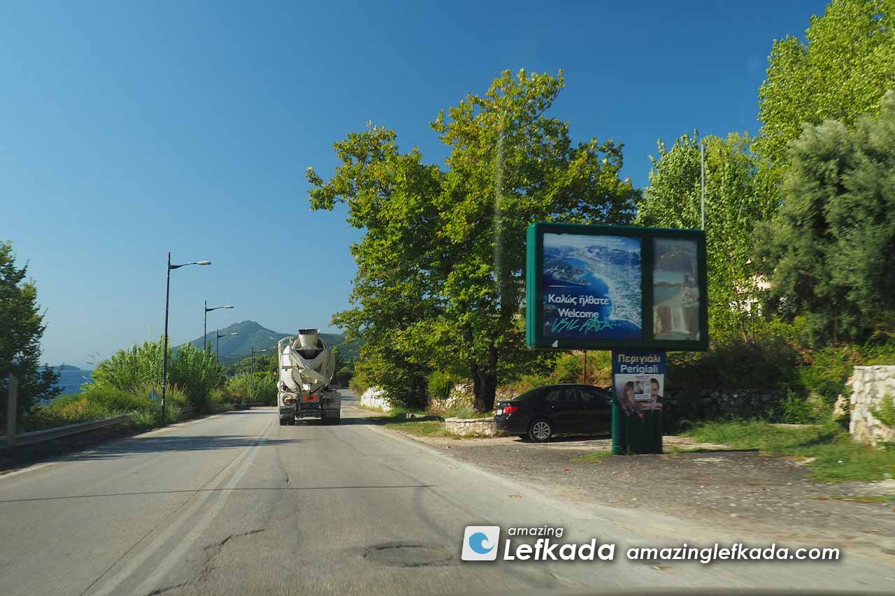 Passa beach location and parking Paralia Passa beach location in Lefkada Island and parking lot