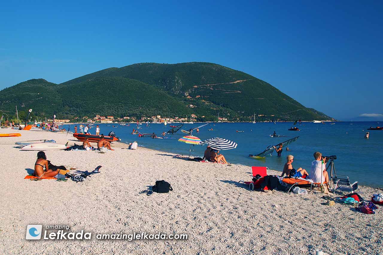 Paralia Pondi beach for swimming and surfing in Lefkada Island