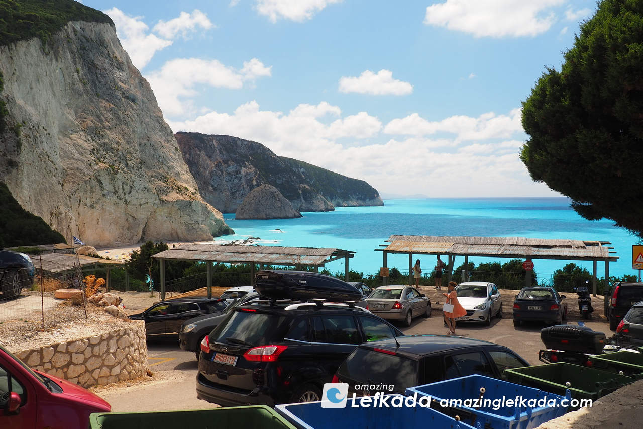 Paid parking lot at Porto Katsiki beach