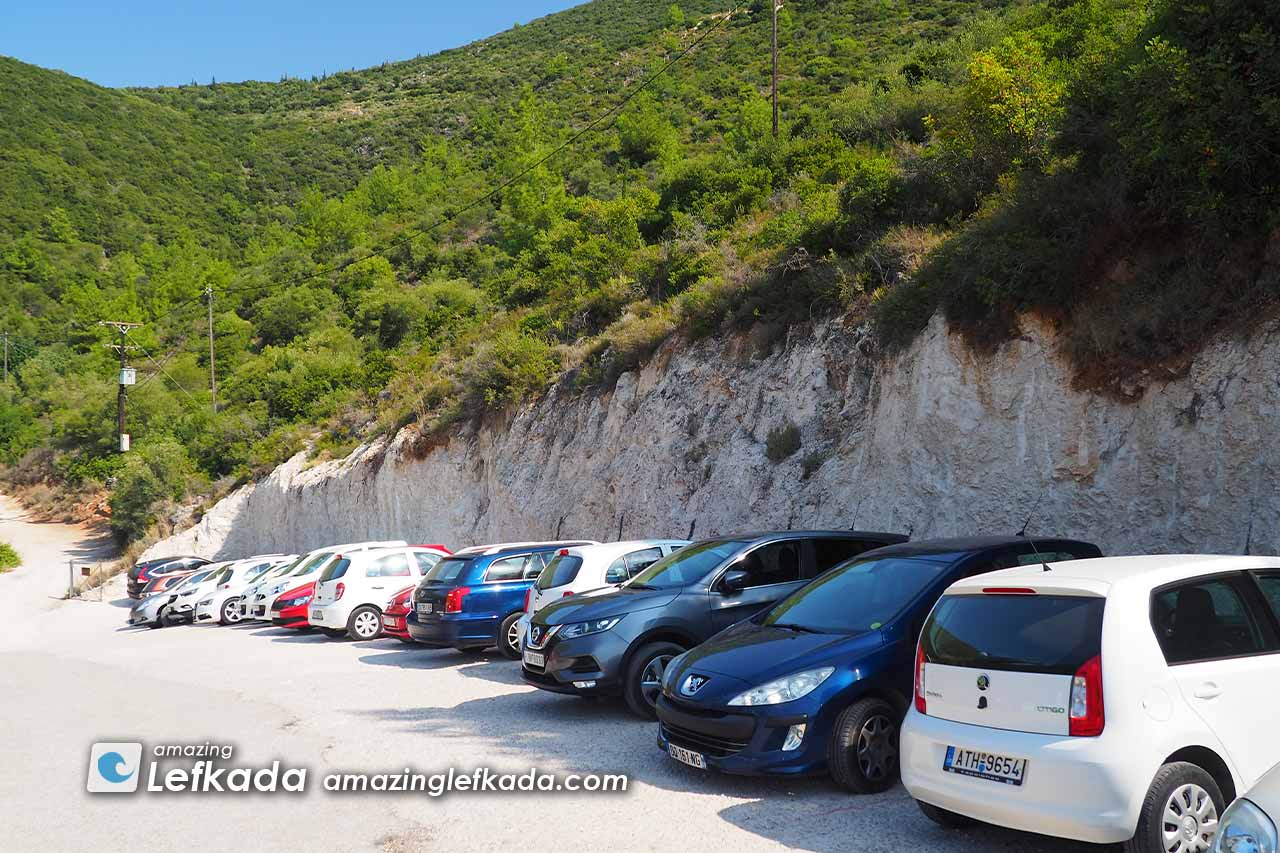 Parking lot of Afteli beach for cars