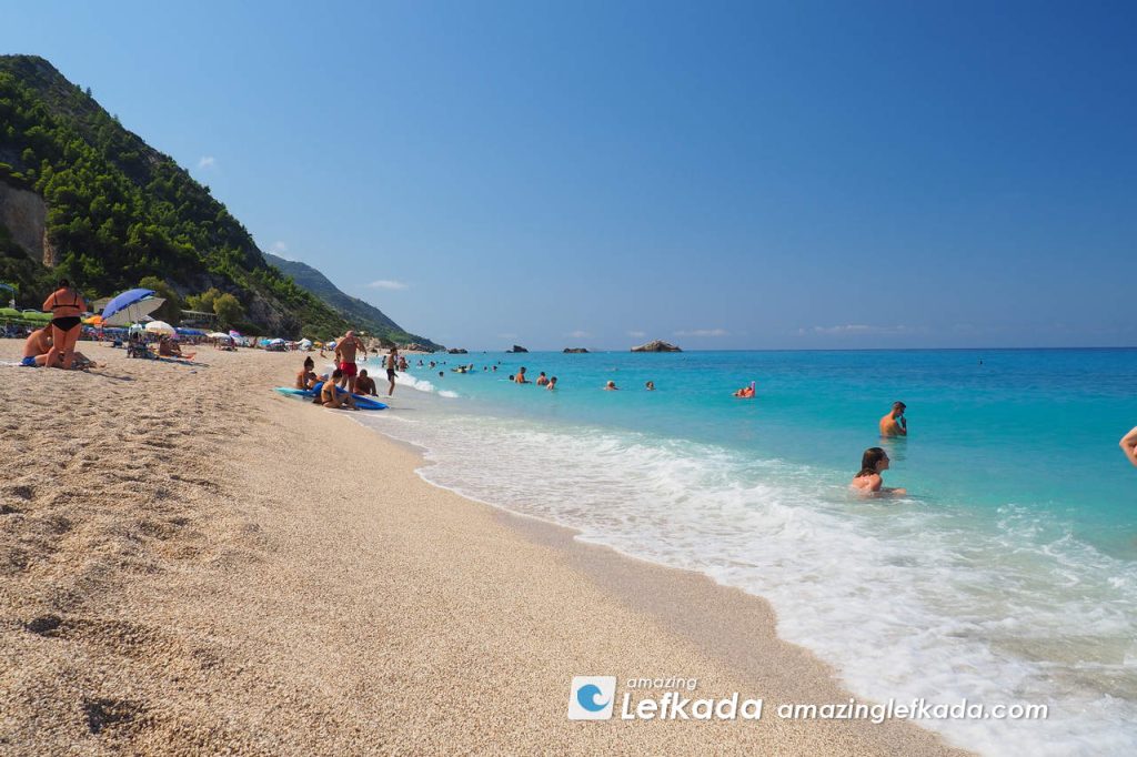 Swimming in the sea at Kathisma beach in Lefkada Island
