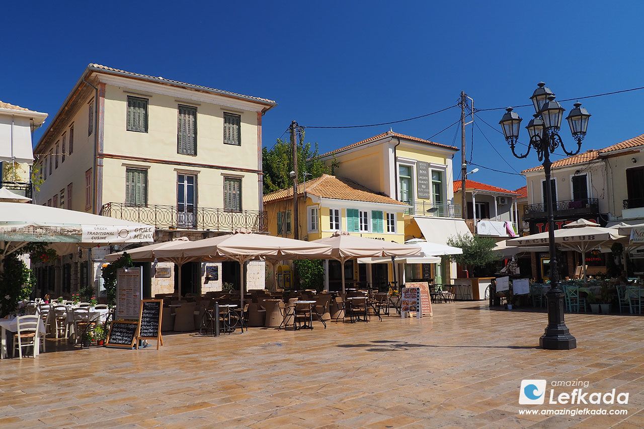 Lefkada town main square in the old town with great history