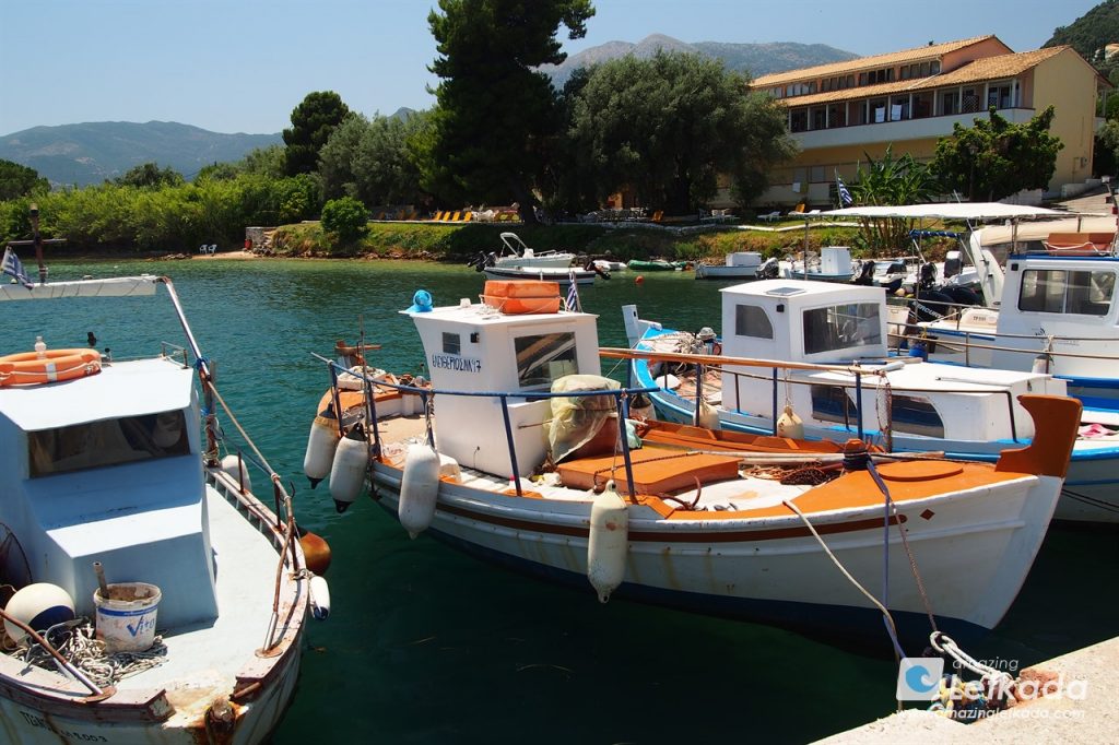 Port of Perigiali in Lefkada with boats