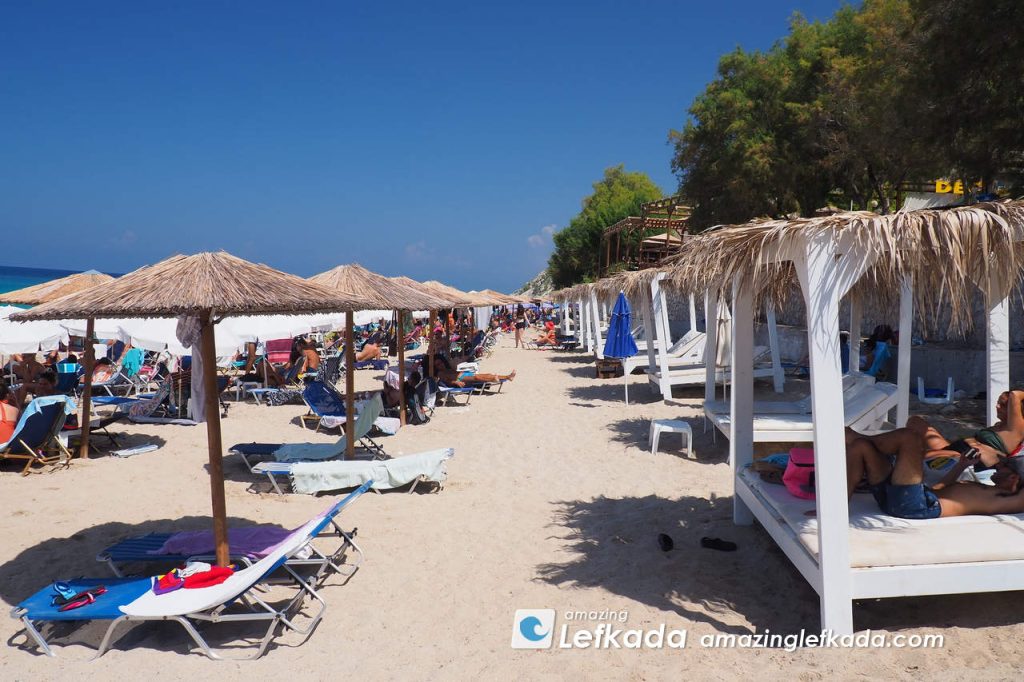 Sunbeds for rent prices and umbrellas in bar