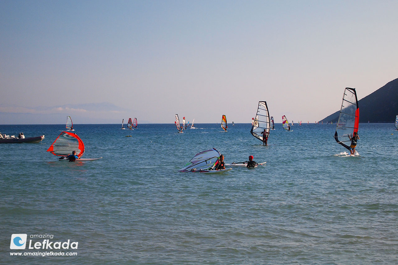 Windsurfers in Vasiliki, Lefkada