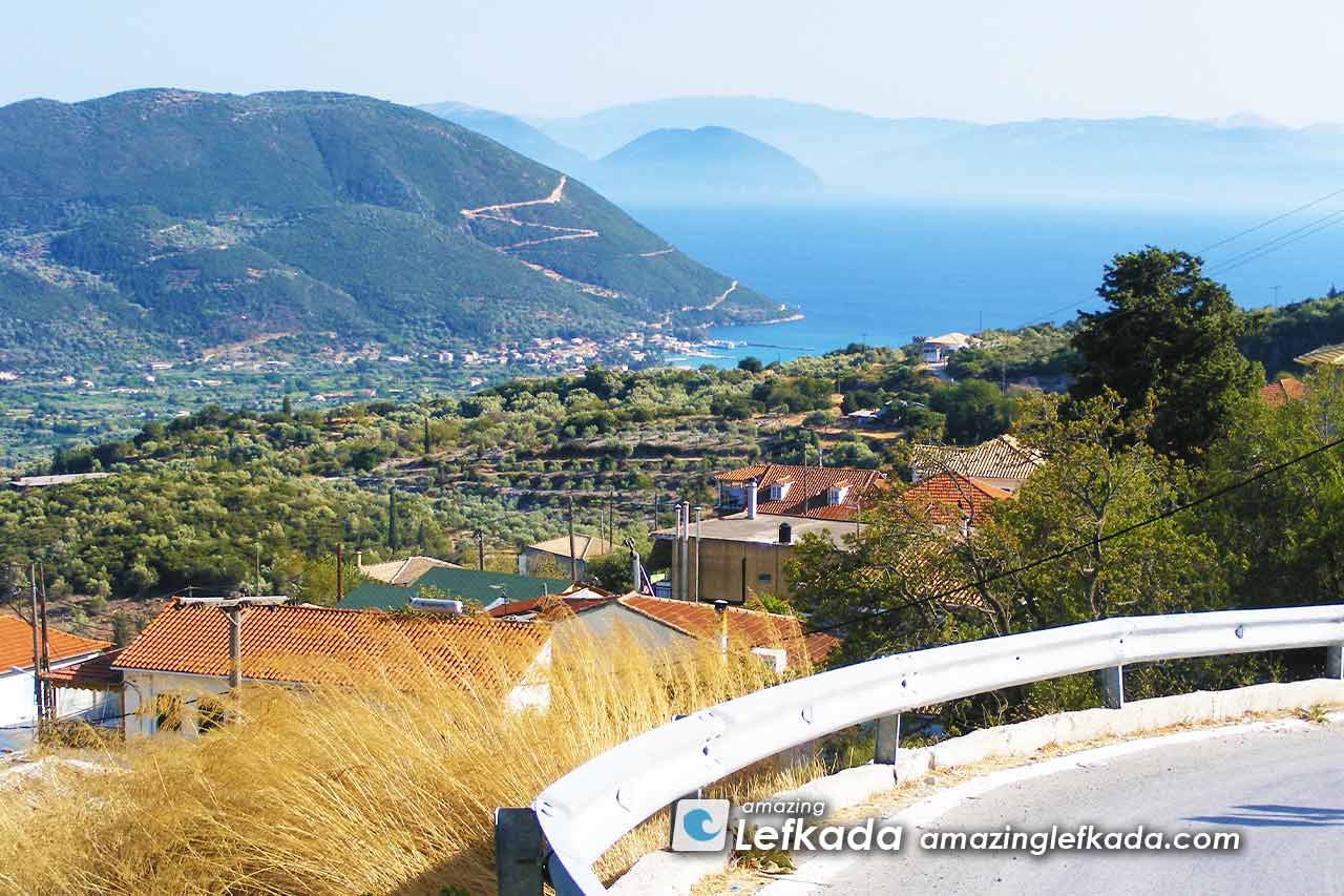 Panoramic views to Vasiliki from Agios Petros in Lefkada Island