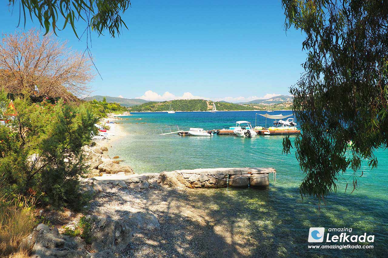 View to Ligia beach in Lefkada Island, Greece