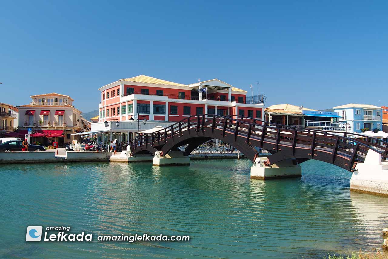 Where is Lefkada town location in Greece