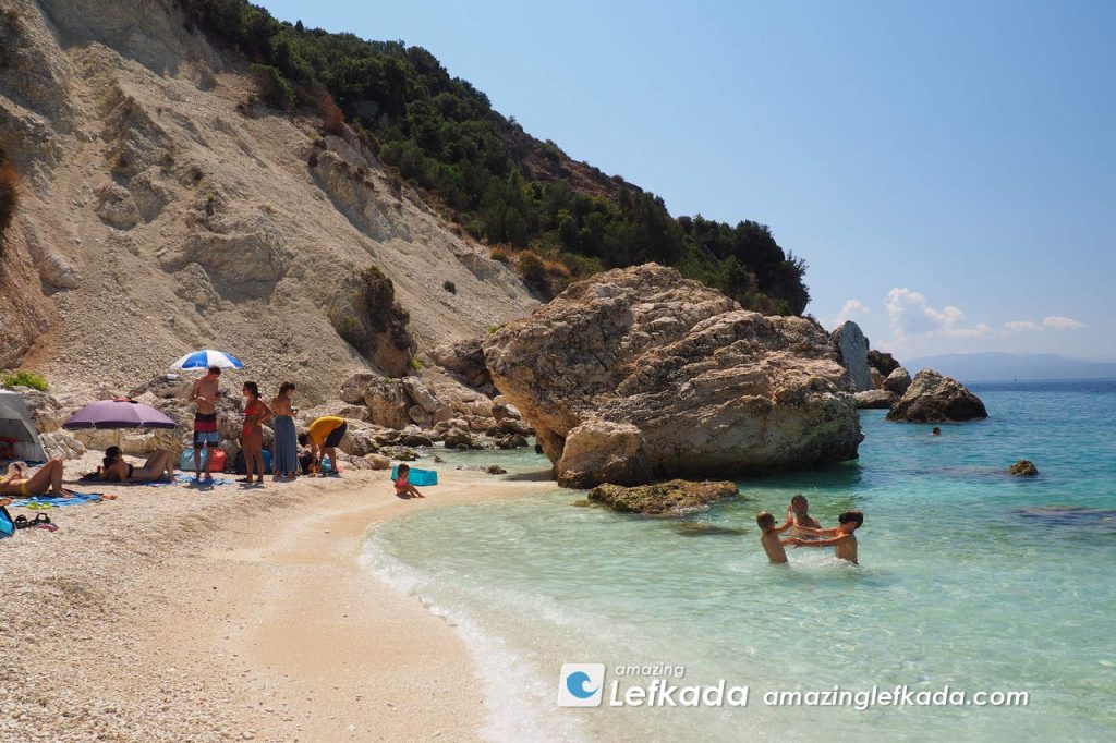 Waves with white and emerald sea colours and pleasant sea temperatures